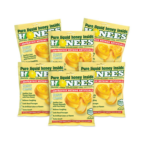 HONEES Cough Drops, Honey Lemon, 20/bag, 6 Bags/box